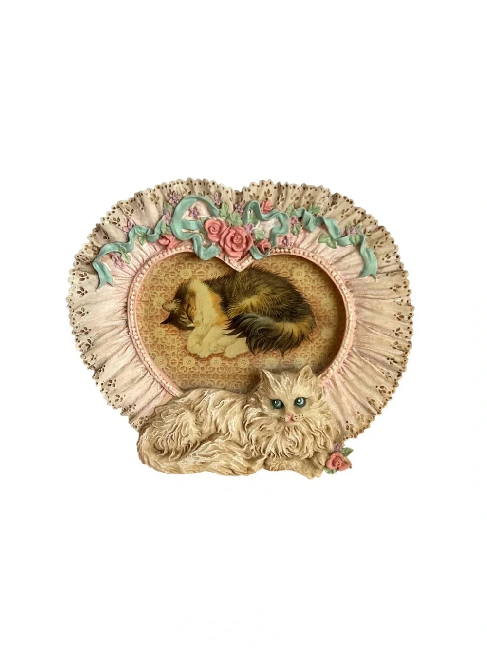 Vintage 1990 Leslie Anne Ivory Miniature Small Cat Picture Frame